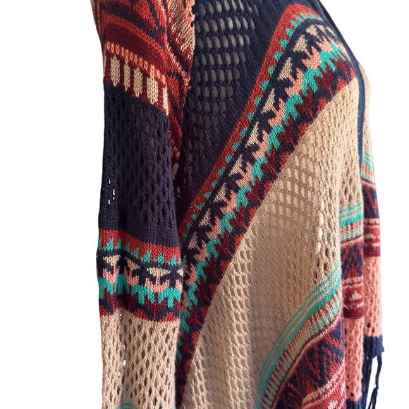 Say What open front Asymmetrical Cardigan Sweater Sz S Boho Western Aztec Knit - Picture 4 of 13